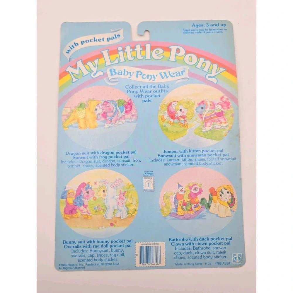 Vintage 1985 Hasbro My Little Pony Baby Pony Wear Jumper and Snowsuit U308A